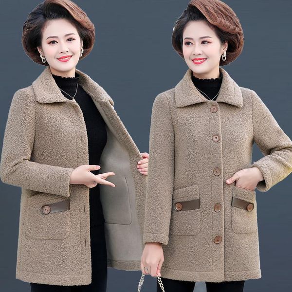 women's fur & faux winter sheep shearing overcoat female loose oversize mom casual long jacket thick granule lamb wool parka coat outer, Black
women's fur & faux winter sheep shearing overcoat female loose oversize mom casual long jacket thick granule lamb wool parka coat outer, Black