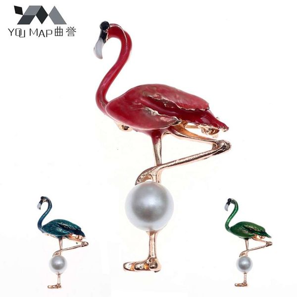 net red korean color oil dripping flamingo three dimensional brooch pearl brooch jewelry, Gray
net red korean color oil dripping flamingo three dimensional brooch pearl brooch jewelry, Gray