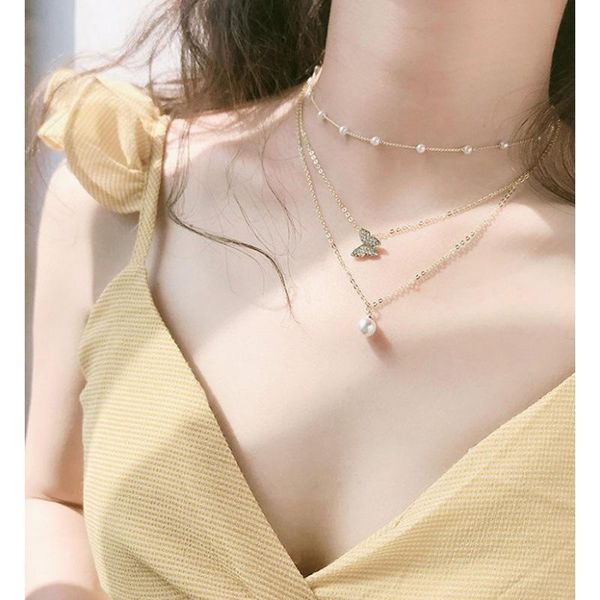 chains multi-layer pearl full diamond butterfly fashion necklace female tide ins simple niche clavicle chain temperament, Silver
chains multi-layer pearl full diamond butterfly fashion necklace female tide ins simple niche clavicle chain temperament, Silver
