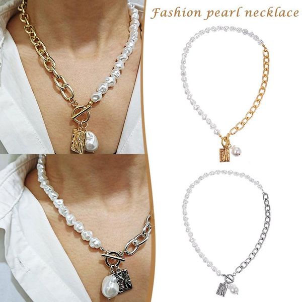 vintage baroque irregular pearl lock chains necklace 2021 geometric angel pendant love necklaces for women punk jewelry, Silver
vintage baroque irregular pearl lock chains necklace 2021 geometric angel pendant love necklaces for women punk jewelry, Silver