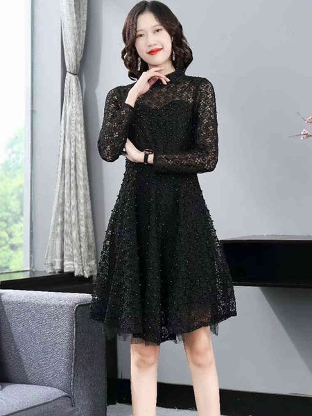 spring gauze soluble in water curly flower black sleeve self-cultivation dress temperament, Black;gray
spring gauze soluble in water curly flower black sleeve self-cultivation dress temperament, Black;gray