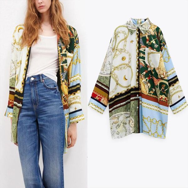 za oversized patchwork print summer womens shirts long sleeve vintage loose female fashion plus size, White
za oversized patchwork print summer womens shirts long sleeve vintage loose female fashion plus size, White