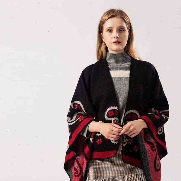 womens sweater winter imitation cashmere monochrome triangle needle shawl european and american classic cashew flower fashion cape, White;black
womens sweater winter imitation cashmere monochrome triangle needle shawl european and american classic cashew flower fashion cape, White;black