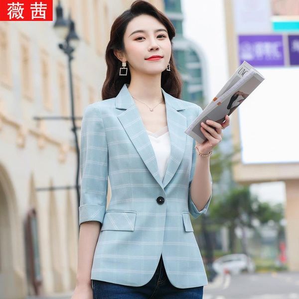 women's suits & blazers 2021 spring plaid dress temperament suit collar quarter sleeve slim fit one button small, White;black
women's suits & blazers 2021 spring plaid dress temperament suit collar quarter sleeve slim fit one button small, White;black