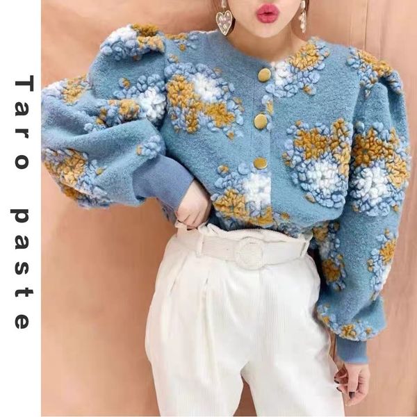 2020 spring new korean style female stuffed three-dimensional puff flower cardigan short jacket, Black;brown
2020 spring new korean style female stuffed three-dimensional puff flower cardigan short jacket, Black;brown