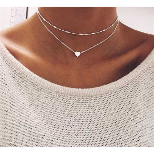 jewelry simple fashion women's street racket copper peach heart multi-layer clavicle necklace, Silver
jewelry simple fashion women's street racket copper peach heart multi-layer clavicle necklace, Silver