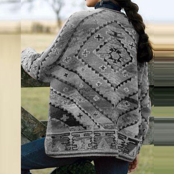 women's wool & blends autumn winter women fashion loose overcoat retro pattern print woolen jacket coat casual long sleeve cardigan, Black
women's wool & blends autumn winter women fashion loose overcoat retro pattern print woolen jacket coat casual long sleeve cardigan, Black