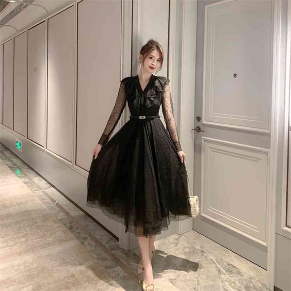 autumn women's french v-neck ruffled waist mesh irregular dress office lady knee-length solid polyester 210416, Black;gray
autumn women's french v-neck ruffled waist mesh irregular dress office lady knee-length solid polyester 210416, Black;gray