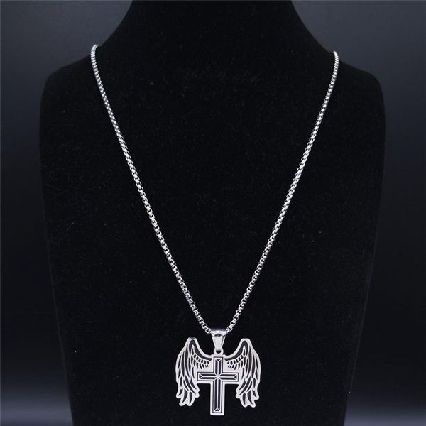 pendant necklaces 2021 angel cross stainless steel necklace for men silver color jesus religion & pendants jewelry joyas n4016s05
pendant necklaces 2021 angel cross stainless steel necklace for men silver color jesus religion & pendants jewelry joyas n4016s05