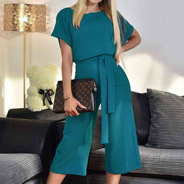 elegant short sleeve o neck bandage jumpsuits 2021 summer straight womens overalls office ladies casual wide leg jumpsuit women, Black;white
elegant short sleeve o neck bandage jumpsuits 2021 summer straight womens overalls office ladies casual wide leg jumpsuit women, Black;white