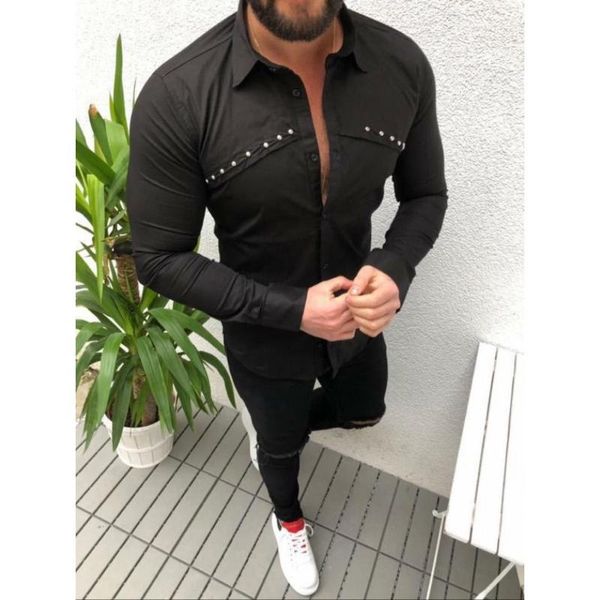 men's casual shirts fashion oversized men solid color long sleeve black 2021autumn cargo mens button up shirt chemise homme, White;black
men's casual shirts fashion oversized men solid color long sleeve black 2021autumn cargo mens button up shirt chemise homme, White;black
