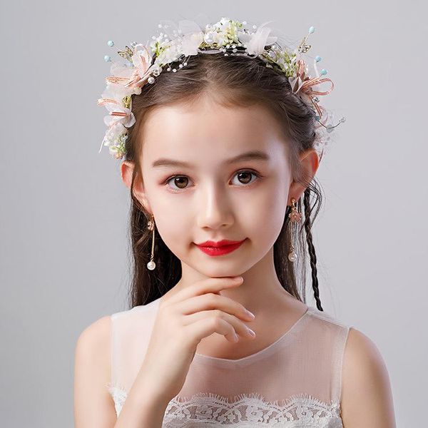 hair accessories children headdress flower crown headband wedding for girls princess ornament birthday present wreath + 1 pair earring set, Slivery;white 
hair accessories children headdress flower crown headband wedding for girls princess ornament birthday present wreath + 1 pair earring set, Slivery;white