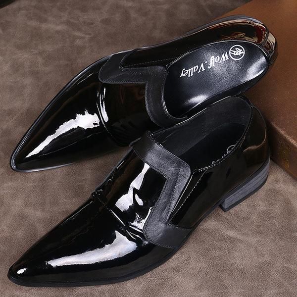 dress shoes men black fashion patent leather pointed toe low heel formal business party loafers
dress shoes men black fashion patent leather pointed toe low heel formal business party loafers