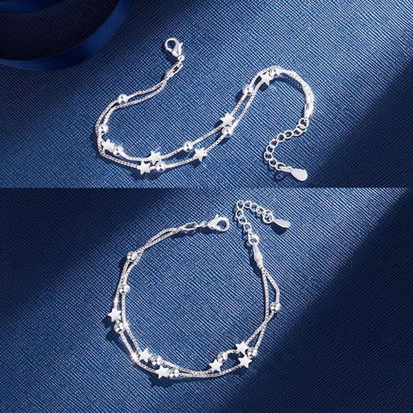 link, chain fashion bracelet copper double layer star bead women hand decor charm wristband jewelry accessories girls gift, Black
link, chain fashion bracelet copper double layer star bead women hand decor charm wristband jewelry accessories girls gift, Black