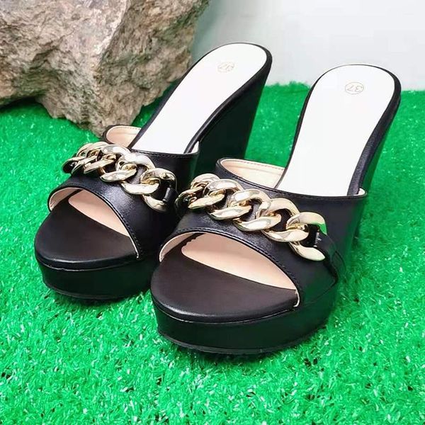 dress shoes lausles slope heel slippers thick bottom women's simple vacation beach sandals high heels indoor, Black
dress shoes lausles slope heel slippers thick bottom women's simple vacation beach sandals high heels indoor, Black
