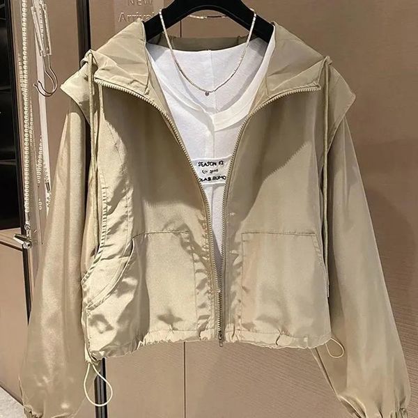 women's jackets 2021 all-match short jacket spring autumn sport casual zipper hooded women coat korean fashion loose oversize female ou, Black;brown
women's jackets 2021 all-match short jacket spring autumn sport casual zipper hooded women coat korean fashion loose oversize female ou, Black;brown