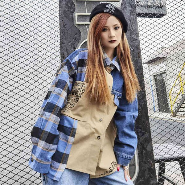 shirts 2021 spring and summer long female design sense tide brand blue denim plaid shirt casual square collar cotton, White
shirts 2021 spring and summer long female design sense tide brand blue denim plaid shirt casual square collar cotton, White