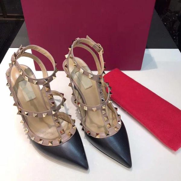 dress shoes rivets designer women sandals 2021 summer high heels sandalias mujer fashion party ladies chaussure femme, Black 
dress shoes rivets designer women sandals 2021 summer high heels sandalias mujer fashion party ladies chaussure femme, Black