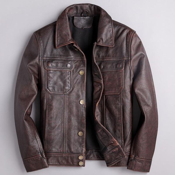 men's leather & faux 2021 vintage brown men genuine casual jacket single breasted plus size 3xl short spring cowhide coat, Black
men's leather & faux 2021 vintage brown men genuine casual jacket single breasted plus size 3xl short spring cowhide coat, Black