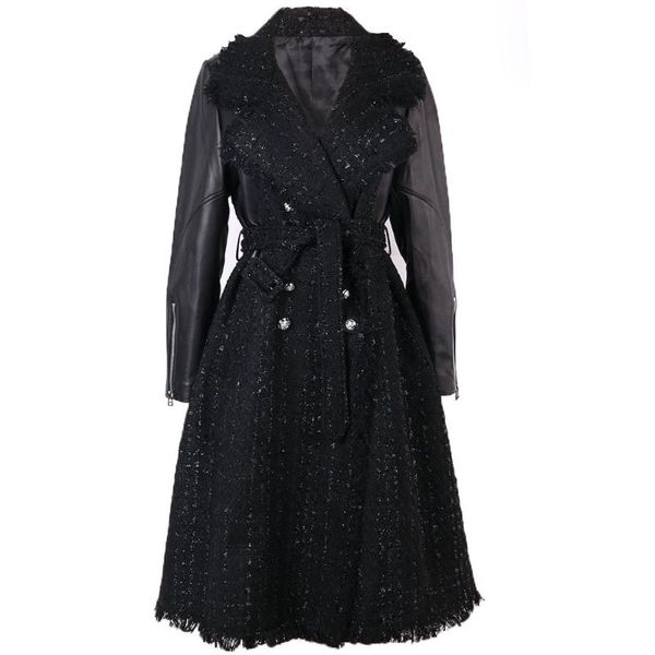 women's leather & faux yoloagain spring autumn ladies women long real trench coat double breasted woolen, Black
women's leather & faux yoloagain spring autumn ladies women long real trench coat double breasted woolen, Black