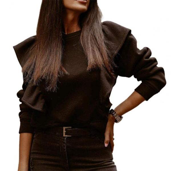 women's blouses & shirts women blouse round neck ruffle sleeve solid color thickened autumn winter cotton blend pullover shirt, White
women's blouses & shirts women blouse round neck ruffle sleeve solid color thickened autumn winter cotton blend pullover shirt, White
