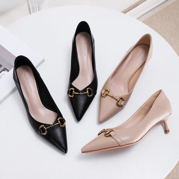 spring women shoes high heels 4.5cm ladies design metal buckle point toe work soft leather thin heel pointed pumps dress, Black
spring women shoes high heels 4.5cm ladies design metal buckle point toe work soft leather thin heel pointed pumps dress, Black