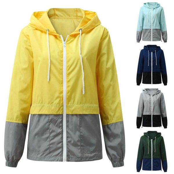 women's jackets spring autumn coats windbreaker sun protection patchwork color zipper thin women clothing hooded outwear, Black;brown
women's jackets spring autumn coats windbreaker sun protection patchwork color zipper thin women clothing hooded outwear, Black;brown