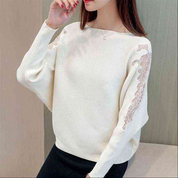 women sweater loose batwing knitted pullover lace decoration autumn striped sweaters with holes pullovers fashion jumper, White;black
women sweater loose batwing knitted pullover lace decoration autumn striped sweaters with holes pullovers fashion jumper, White;black