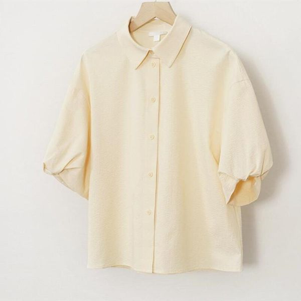 women's blouses & shirts puff sleeve blouse turn-down collar loose simple single breasted female casual shirt top, White
women's blouses & shirts puff sleeve blouse turn-down collar loose simple single breasted female casual shirt top, White