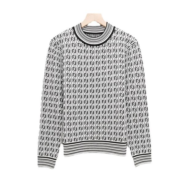 sweater knit autumn and winter 2021 round neck color contrast double f letter jacquard short sleeve temperament women's long top, White;black
sweater knit autumn and winter 2021 round neck color contrast double f letter jacquard short sleeve temperament women's long top, White;black