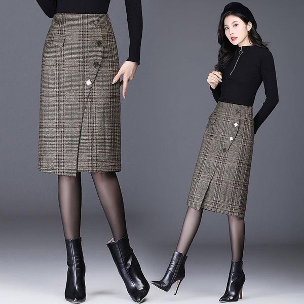 autumn winter plaid asymmetry slit women skirts woolen slim straight pencil one step bottoms l85, Black
autumn winter plaid asymmetry slit women skirts woolen slim straight pencil one step bottoms l85, Black