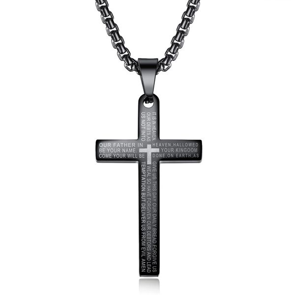 retro cross scripture titanium women men's fashion pendant necklace hip hop stainless steel gold black jewelry, Silver
retro cross scripture titanium women men's fashion pendant necklace hip hop stainless steel gold black jewelry, Silver