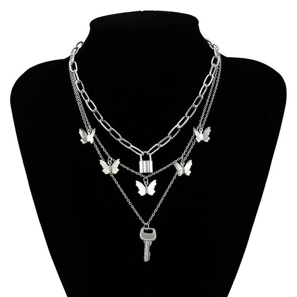 pendant necklaces 2021 fashion ins butterfly vintage layered padlock key necklace choker jewelryfor women girl gift party, Silver
pendant necklaces 2021 fashion ins butterfly vintage layered padlock key necklace choker jewelryfor women girl gift party, Silver