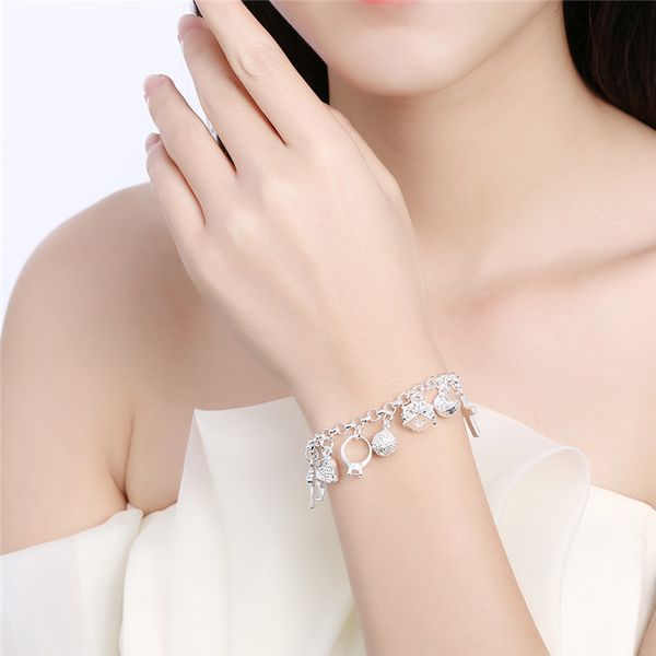 silver bracelets for women 925 sterling silver jewelry wristband multi charms bracelet, Golden;silver
silver bracelets for women 925 sterling silver jewelry wristband multi charms bracelet, Golden;silver