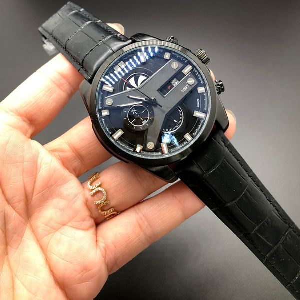 fashionable men's casual watch 42mm dial leather strap automatic date quartz small dial working watches men's gift ob4010, Slivery;brown
fashionable men's casual watch 42mm dial leather strap automatic date quartz small dial working watches men's gift ob4010, Slivery;brown