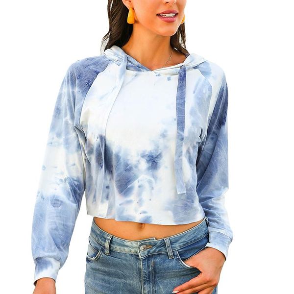 women's hoodies & sweatshirts oversized short women tie dye print sweatshirt drawstring long sleeve streetwear female clothes, Black 
women's hoodies & sweatshirts oversized short women tie dye print sweatshirt drawstring long sleeve streetwear female clothes, Black