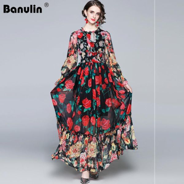 casual dresses banulin 2021 fashion runway summer long sleeve maxi dress women's elastic waist floral print elegant party holiday, Black;gray
casual dresses banulin 2021 fashion runway summer long sleeve maxi dress women's elastic waist floral print elegant party holiday, Black;gray