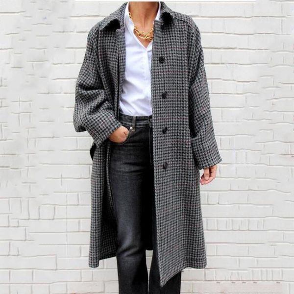women's wool & blends holiwind 2021 women houndstooth woolen coat winter warm thicker jacket single breasted long outerwear female, Black
women's wool & blends holiwind 2021 women houndstooth woolen coat winter warm thicker jacket single breasted long outerwear female, Black