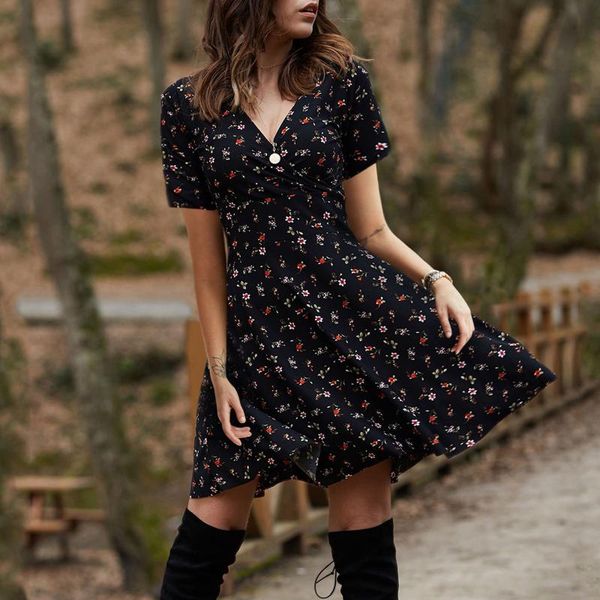 floral mani dress for women v neck manches short sleeve a-line dresses summer beach swing retro party club casual, Black;gray
floral mani dress for women v neck manches short sleeve a-line dresses summer beach swing retro party club casual, Black;gray