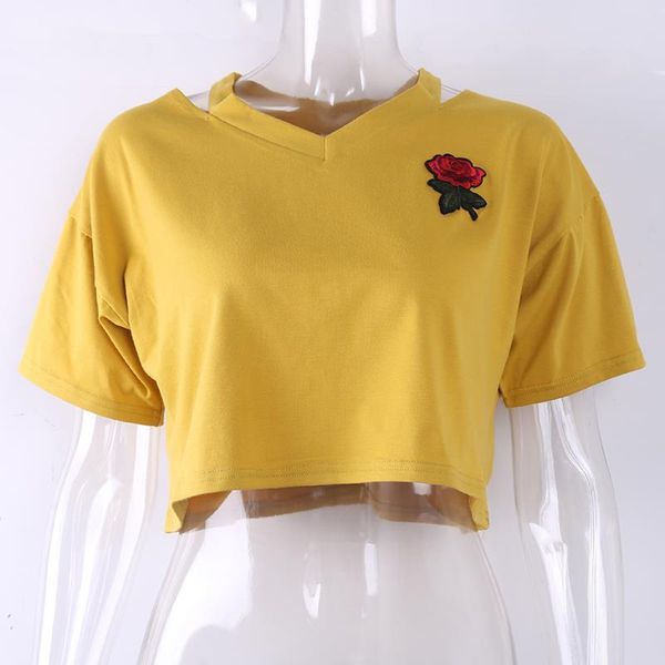 korean fashion clothing rose embroidery women t shirt summer hollow out short sleeve casual crop v neck shirts, White
korean fashion clothing rose embroidery women t shirt summer hollow out short sleeve casual crop v neck shirts, White