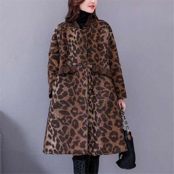 women's wool & blends leopard woolen coat autumn and winter the 2021 fashion loose mid-length thicken overcoat casual jacket, Black
women's wool & blends leopard woolen coat autumn and winter the 2021 fashion loose mid-length thicken overcoat casual jacket, Black