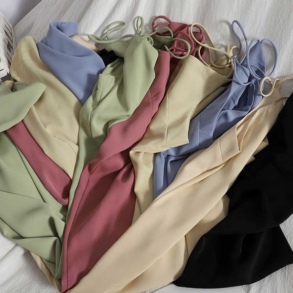 korean chic gentle green cross off shoulder spaghetti strap dress women summer wild bottom solid 6 color v neck backless 210610, Black;gray
korean chic gentle green cross off shoulder spaghetti strap dress women summer wild bottom solid 6 color v neck backless 210610, Black;gray