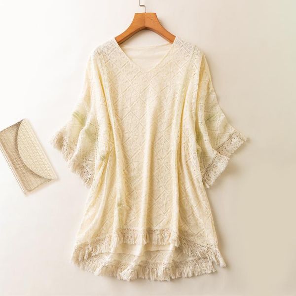 women's t-shirt summer fashion v-neck short-sleeved wild korean lace hollow tassel temperament loose outer tees women, White
women's t-shirt summer fashion v-neck short-sleeved wild korean lace hollow tassel temperament loose outer tees women, White