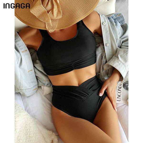 women's swimwear ingaga black bikinis swimsuit 2021 high waist ruched bathing suit cut biquini push up bikini set, White;black
women's swimwear ingaga black bikinis swimsuit 2021 high waist ruched bathing suit cut biquini push up bikini set, White;black