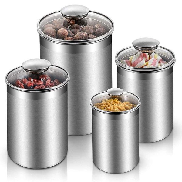 pieces stainless steel kitchen canister set, counter storage containers with clear glass lids for coffee bottles & jars
pieces stainless steel kitchen canister set, counter storage containers with clear glass lids for coffee bottles & jars