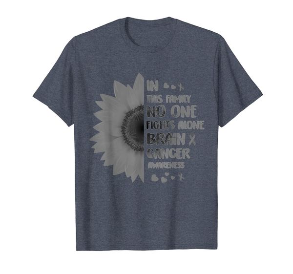 brain cancer in this family no one fights alone t-shirt gift, White;black