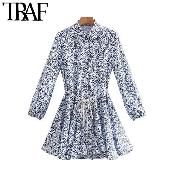 traf women chic fashion with belt printed ruffled mini dress vintage long sleeve button-up female dresses vestidos 210415, Black;gray
traf women chic fashion with belt printed ruffled mini dress vintage long sleeve button-up female dresses vestidos 210415, Black;gray