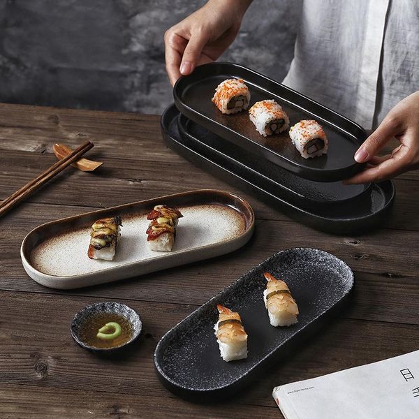 dinnerware sets japanese sushi plates, rectangular iron ceramic tableware, dishes, creative household dishes.
dinnerware sets japanese sushi plates, rectangular iron ceramic tableware, dishes, creative household dishes.