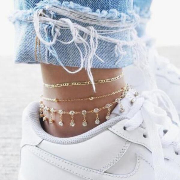 vintage antique gold color anklet women 3 layers crystal geometric bracelet charm bohemian ankle boho foot jewelry anklets, Red;blue
vintage antique gold color anklet women 3 layers crystal geometric bracelet charm bohemian ankle boho foot jewelry anklets, Red;blue