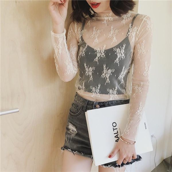 women's blouses & shirts lace floral embroidery shirt women elegant transparent mesh long sleeve summer chemise clothing, White
women's blouses & shirts lace floral embroidery shirt women elegant transparent mesh long sleeve summer chemise clothing, White